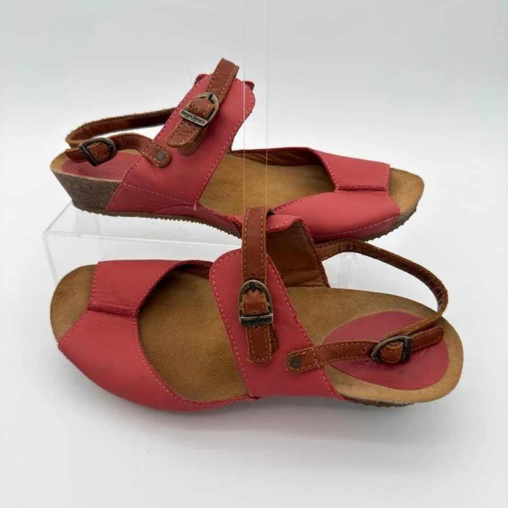 Sergio Tomani Leather Slingback Comfort Sandals Coral Pink EU 40 Womens
